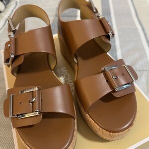 Michael Kors Tan Colby platform sandals